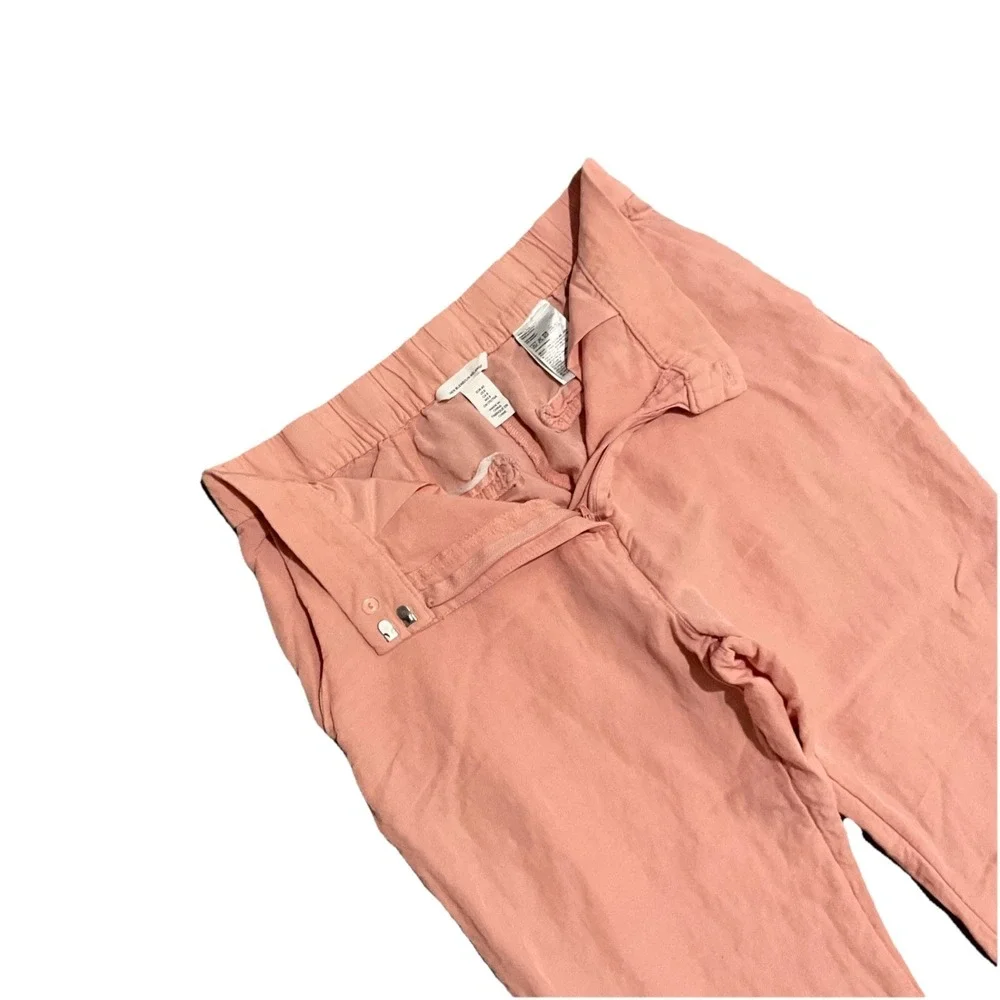 H&M Linen Blend Peach High Rise Wide‎ Leg Resort Summer Pants Womens Size 8